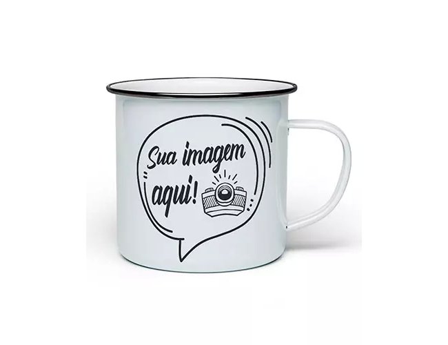 Caneca de Aluminio Branca Personalizada