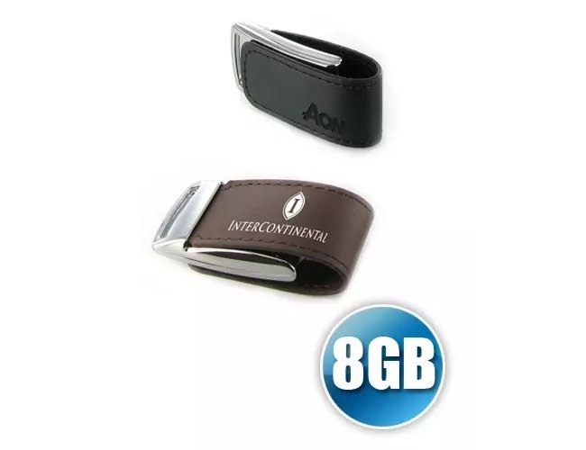 Pen drive 8 gb em Couro com Im Personalizado