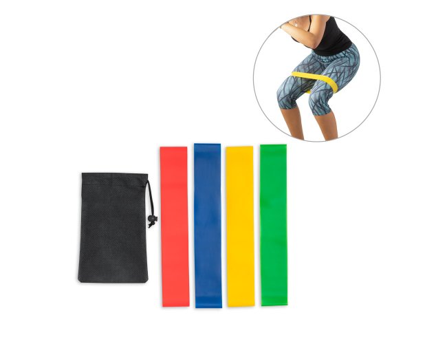 BURPEE. Conjunto de 4 bandas elsticas com bolsa de non-woven