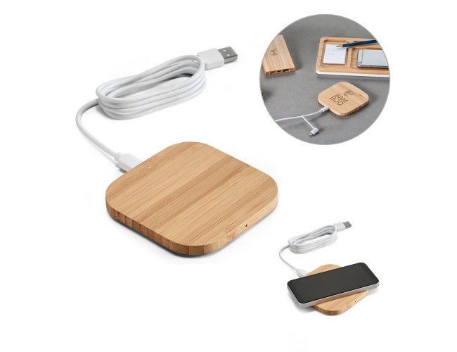 ECOPOWER. Carregador wireless em bambu 15W