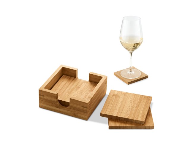 GAUTHIER. Kit de 4 porta copos em bambu