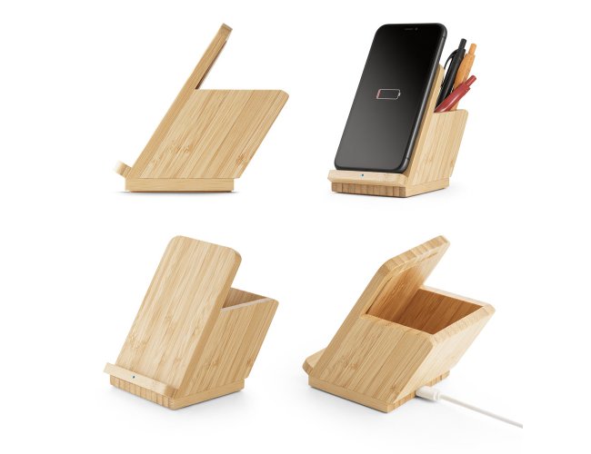 LEAVITT II. Carregador wireless em bambu 10W