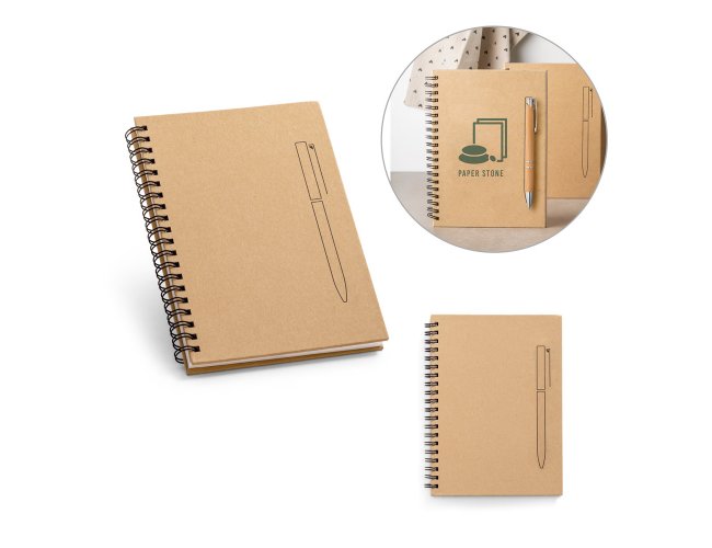 ROCK. Caderno em papel kraft com folhas lisas em papel pedra (120 g/m)