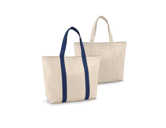 VILLE. Sacola 100% algodo canvas (280 g/m) com bolso frontal e bolso interior